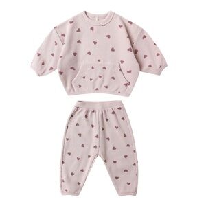 QUINCY MAE NWT Kids Pink Heart Waffle Knit Pajama Set